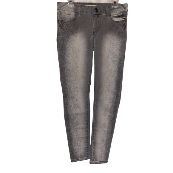 BRINA & EM Skinny Jeans Floral Pattern Gray on Gray Floral in Size 10 - Picture 1 of 7